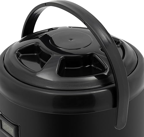 Miniatura 5 de Dispensador de bebidas aislado de 8 litros2.11 galones, dispensador de bebidas frías y calientes de acero inoxidable negro con termómetro