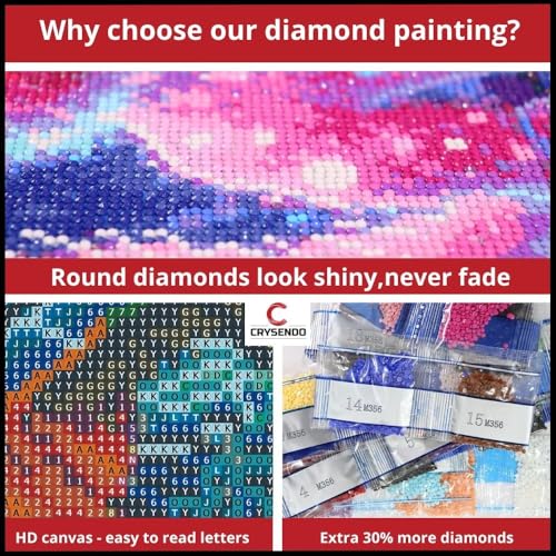 Image of CRYSENDO DIY Diamond Crystal Painting Kit | Embroidery 5D Rose Diamond Painting | Mosaic Cross Stitch Full Drill Diamond Painting | Ideal for Gifts, Home Wall Decor (23 X 30cm)