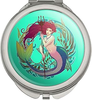 Mermaid Holding Trident Circle Art Nouveau Ke...