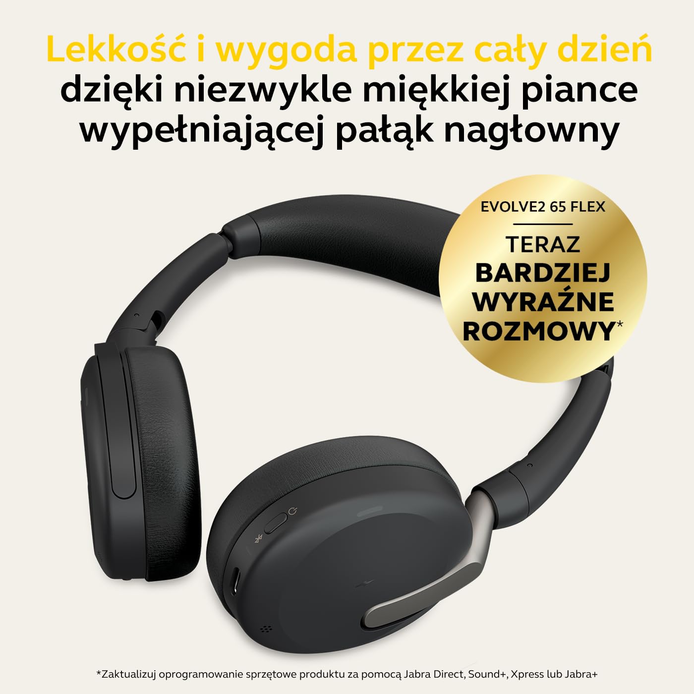 Jabra Evolve2 65 Flex zestaw słuchawkowy stereo z Bluetooth, bezprzewodowa podkładka ładująca, technologia Jabra ClearVoice z redukcją szumów i hybrydowa ANC, współpracuje ze wszystkimi wiodącymi
