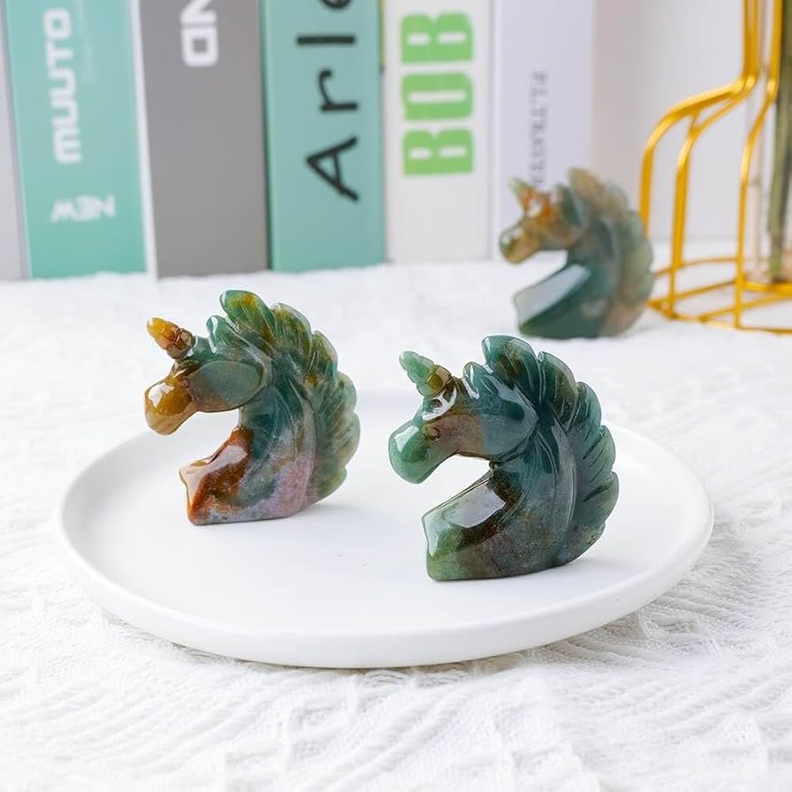 Amazon.co.jp: AtkitS 2 インチユニコーン像天然石彫刻