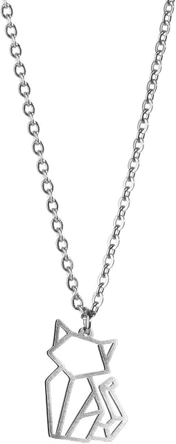 La Menagerie Cat Silver Origami Jewellery - Silver Geometric Chain Necklace  925 Sterling Plated Silver Necklace for Women & Girls  Stylish Cat Pendant Necklace