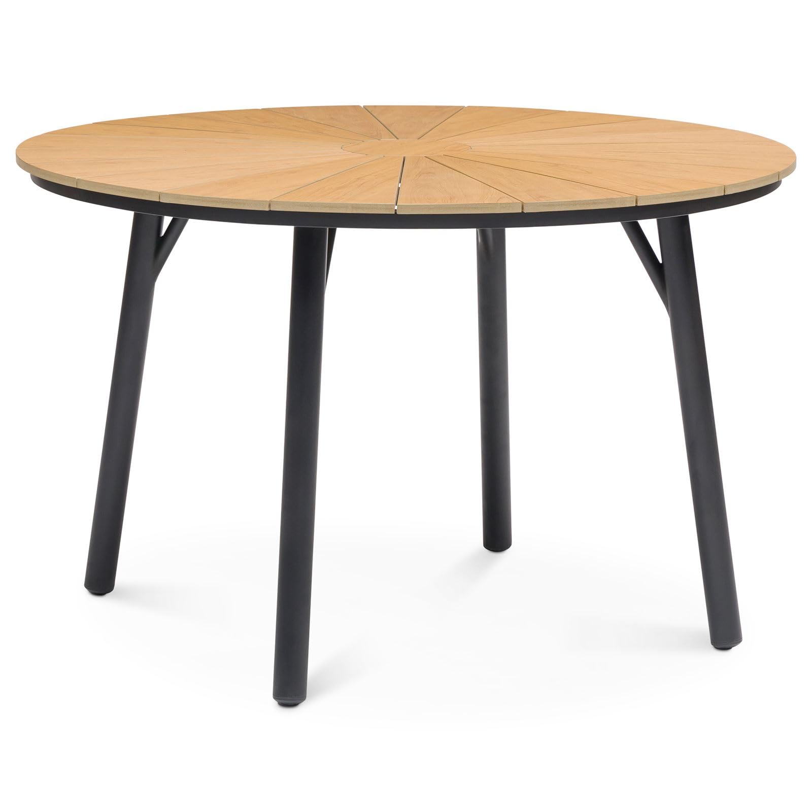 IDIMEX Gartentisch Agape rund 120x75cm, Schwarz/Natur – wetterfester Outdoor Tisch mit Aluminiumgestell und pflegeleichter WPC-Tischplatte in Holzoptik für Garten Terrasse oder Balkon