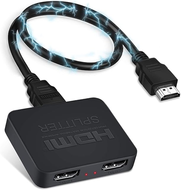 4K 60HZ HDMI Splitter,HDMI 2.0 Splitter for Dual monitors, HDMI Splitter Adapter 1 in 2 out with 3.9ft CableMirror Only, Not Extend), Support Auto Scaling,1080P 3D, HDCP2.2,HDR,RGB 4:4:4, 18.5Gbps
