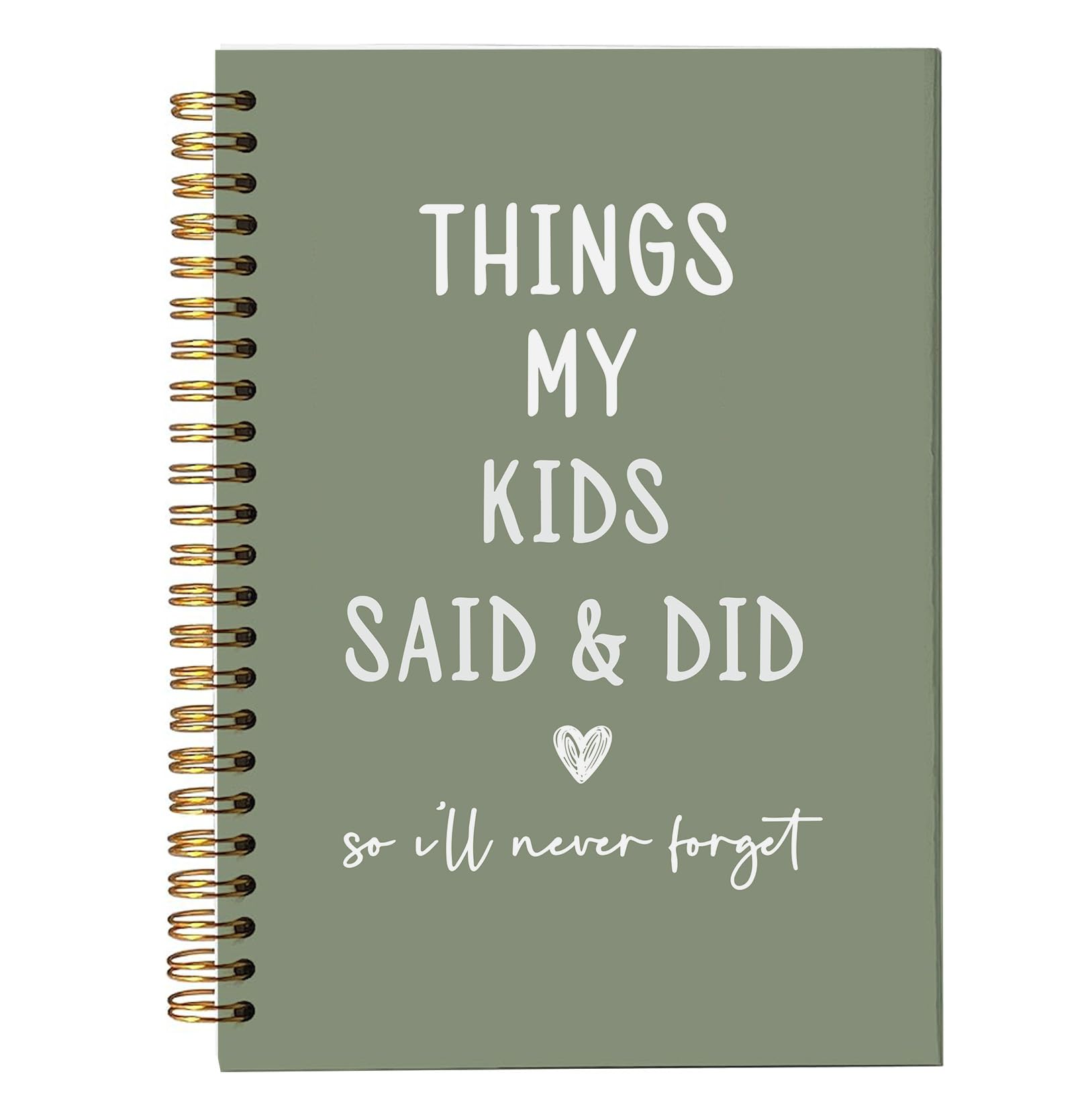 bitCNY Things My Kids Said & Did Notebook – Funny Quote Memory Journal for Parents – Sage Green and White Design, Keepsake for Moms and Dads - 5.5x8.3 Inch (White Characters) Kids-2