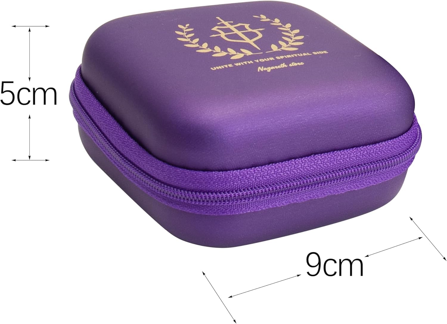 Nazareth Store Custodia per rosario viola con cerniera e clip, guscio rigido protettivo per preghiera, con interno morbido e tasca in rete, custodia da viaggio per rosari cattolici e regali religiosi