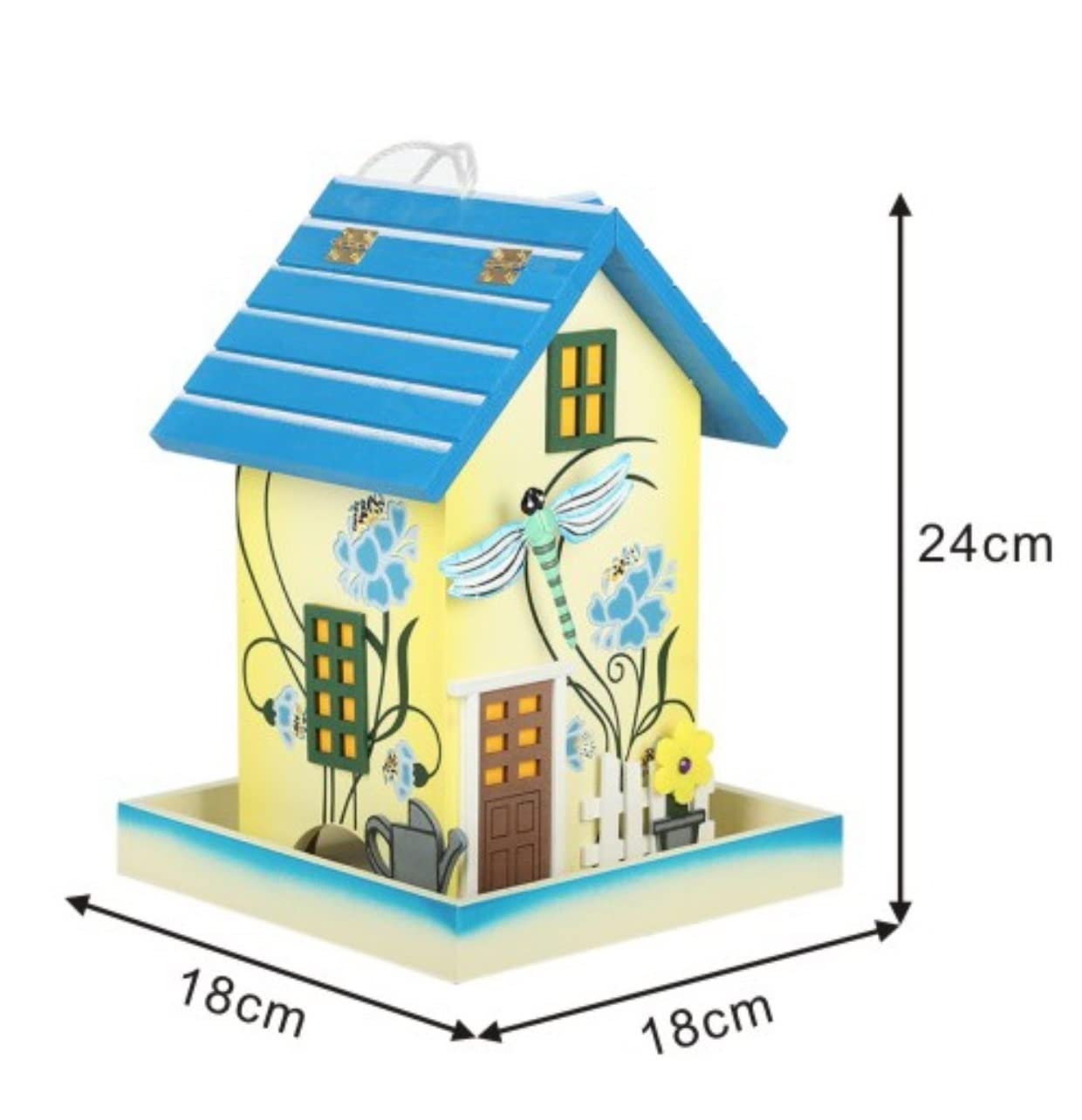 Karmnik dla Dzikich Ptaków Bird Feeder Zewnętrzny Drewniany Karmnik Dla Ptaków Dziedziniec Ogród Dekoracja Stacja Karmienia Wróbli(D)