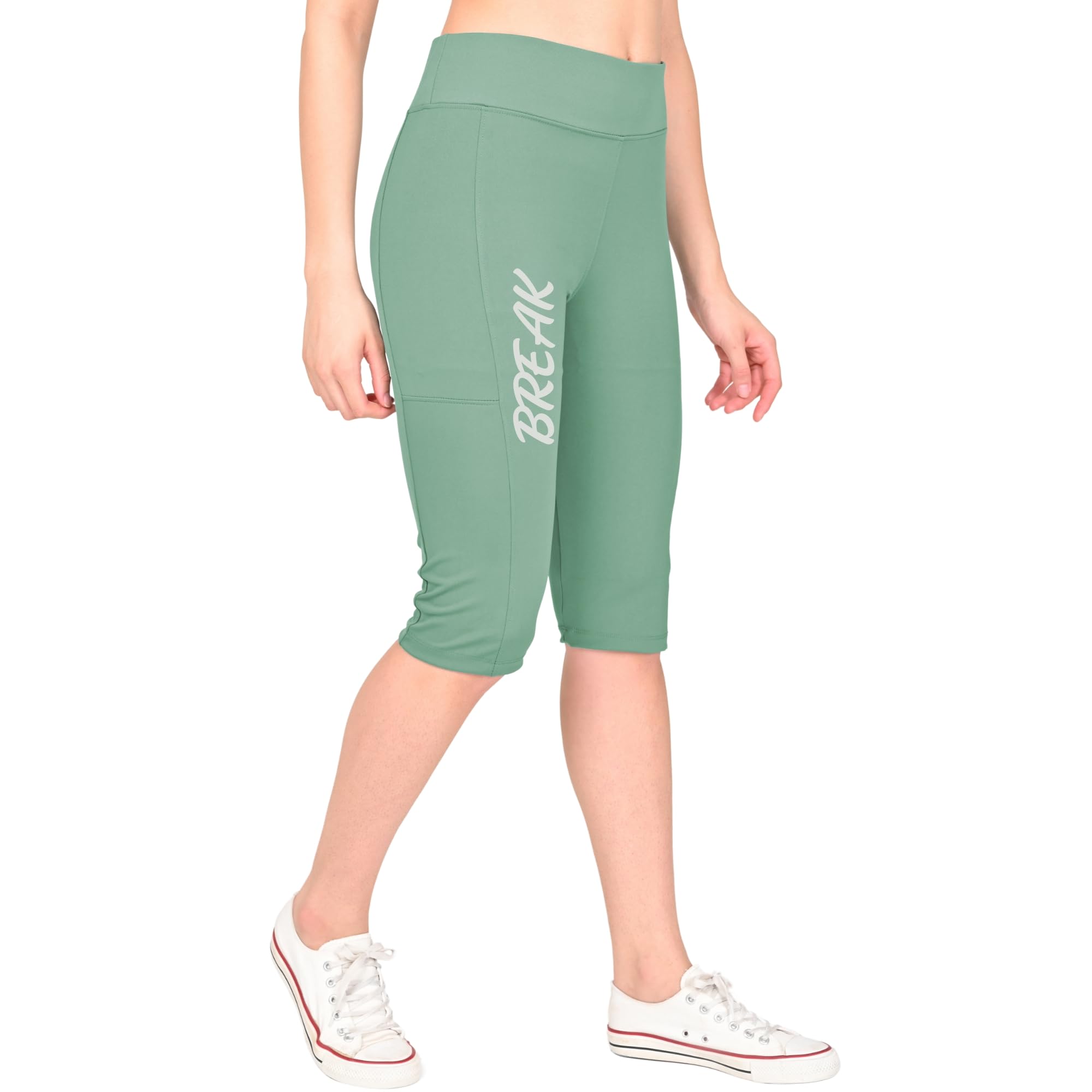 3colors 3Colours RGB Proactive Women’s Yoga Capri - 3/4 Length, High Stretch, Quick Dry, Elastic Waist, Snug Fit - Polyester Elastane-Break-picture-2