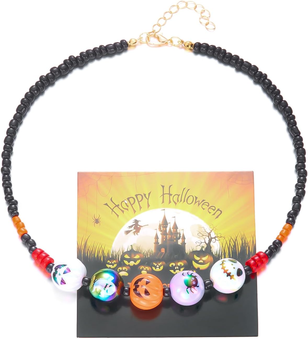 Halloween Bead Necklaces for Women Bead Choker Vampires Necklace Goth Chunky Beaded Necklace Halloween Costume Accessories - Image 5