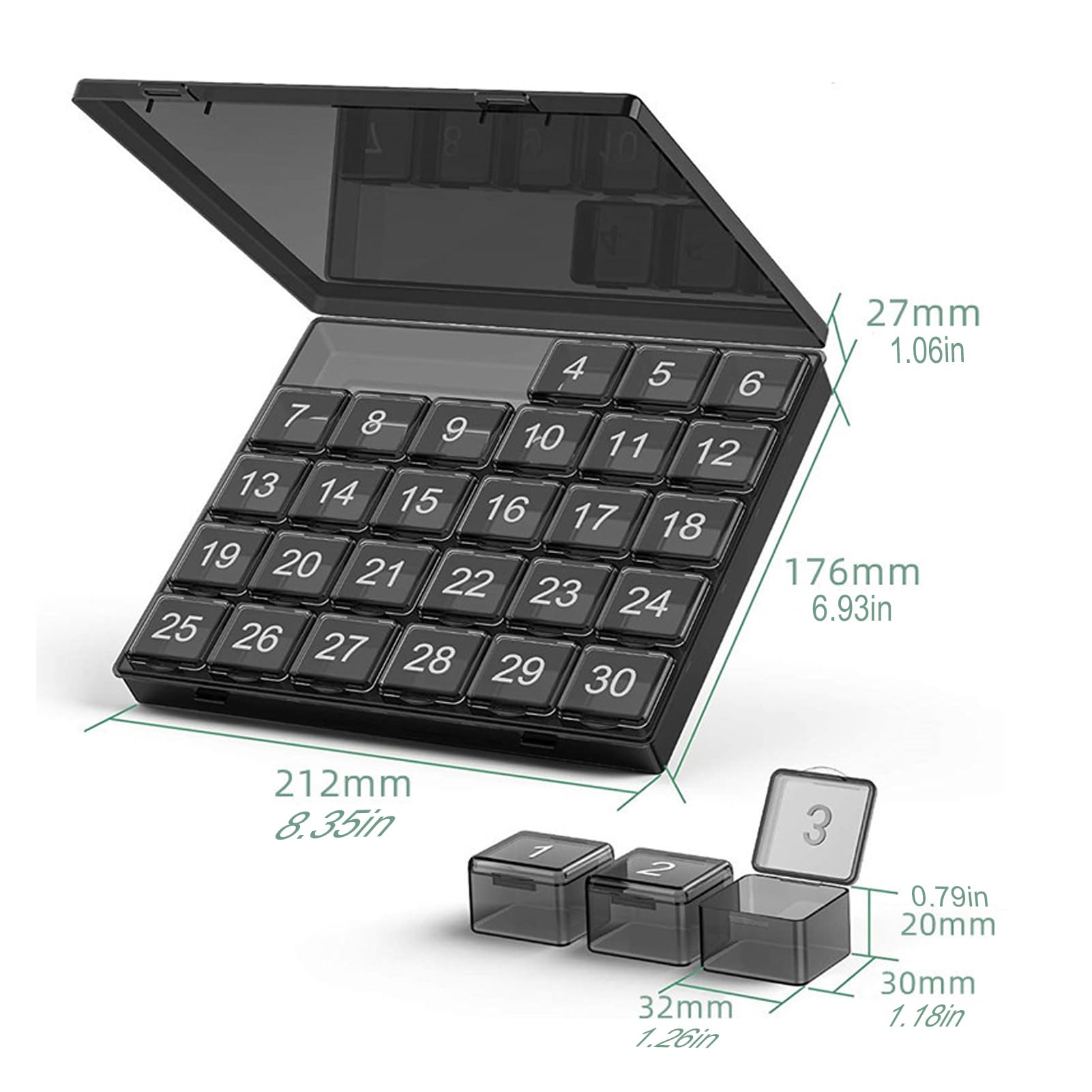 Organizador De Pastillas Mensual, 21.2x17.6x2.7cm Monthly Pill Organizer, Pastillero Diario, PP Organizador De Píldoras, Caja De Pastillas De 30 Días para, Medicine and Medication
