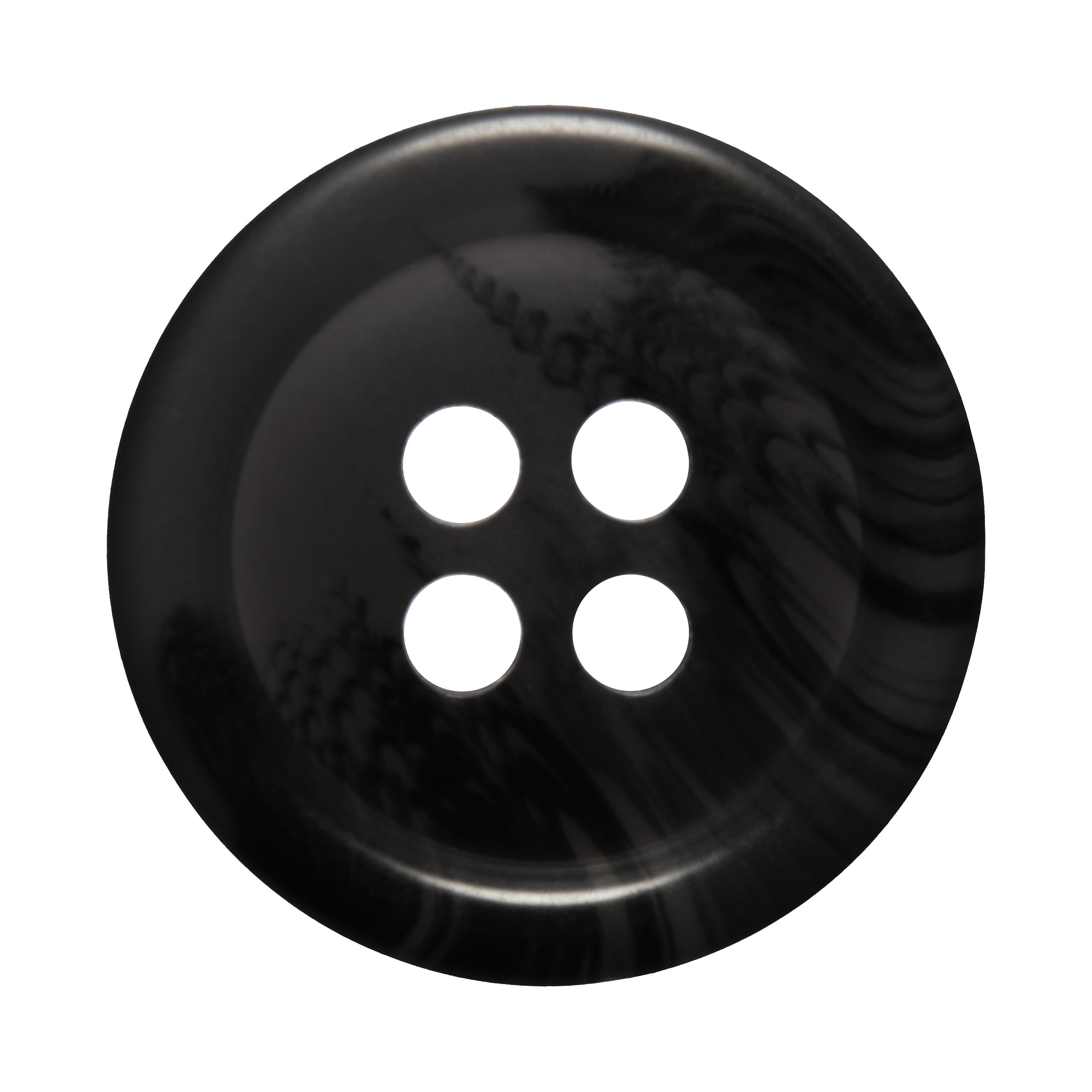 Pack of 6 Black 18mm Round Faux Horn Sew On Plastic Buttons for Skirts Trousers Suits Shorts Coats Flat 4 Holes 28L - Image 2