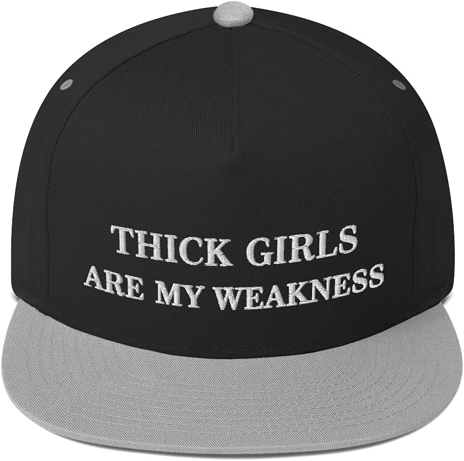 Funny Hat, Thick Girls are My Weakness (Embroidered Flat Bill Snapback Cap)