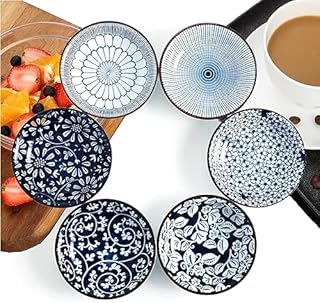 SAMLAK Ceramiczne miseczki na dipy, małe miseczki na przyprawy, miseczki na sosy sojowe, zestaw do sushi, miseczki na przekąski i dipy, zestaw 6 miseczek na przekąski, 10,3 cm