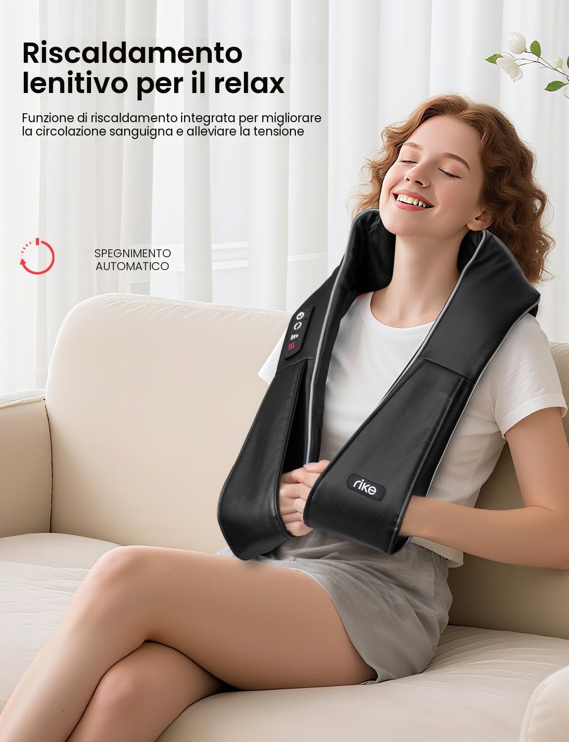 Massaggiatore Cervicale Collo Spalle e Schiena, Shiatsu Massaggiatore Schiena e Collo con Calore, Regalo per Donne/Uomini/Papà/Mamma