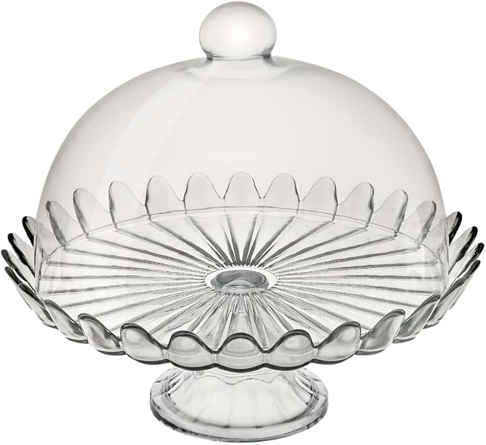 BOLEIRA DE VIDRO PÉTALAS DE JASMIN COM PÉ 24CM