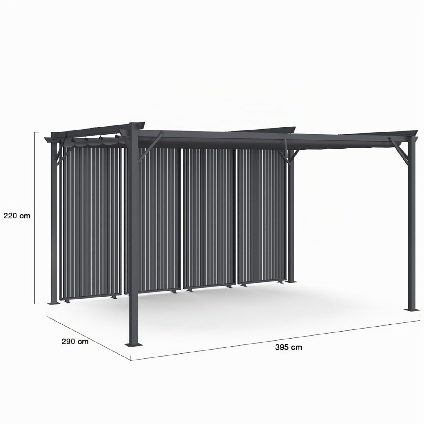 IDMarket - Pergola avec 4 persiennes Verticales Toit rétractable 3x4M