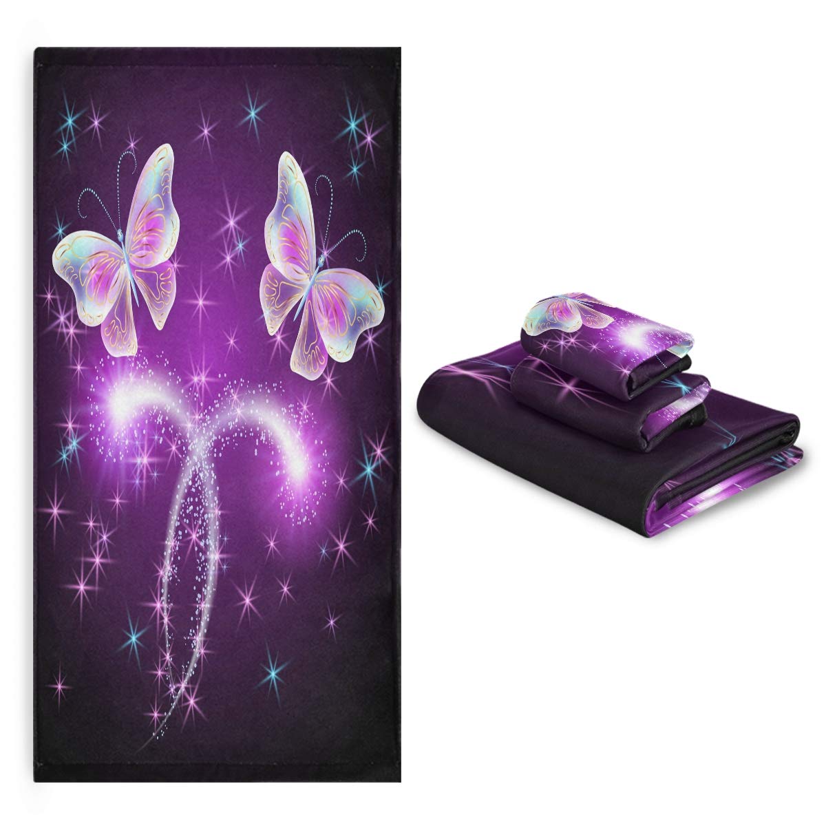 CaTaKu Towels Set 3-Piece, Galaxy Butterfly Towel Bathroom Sets, Bath  Towel, Washcloth, 1Hand Towel, Abstract Butterfly Towel Set of Soft