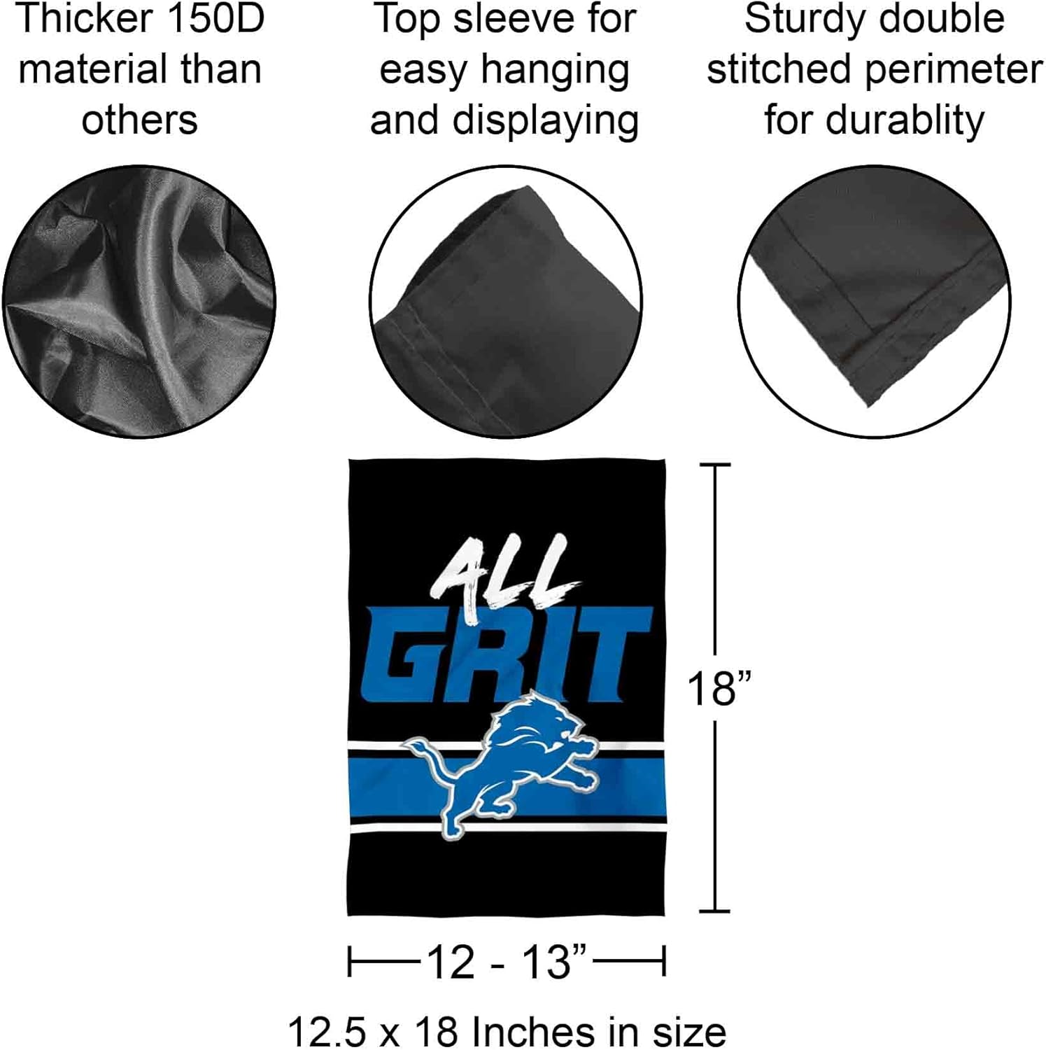 Detroit Lions All Grit Garden Flag Double Sided Banner - Image 3