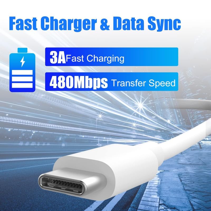 Image of Samsung 25W Original Type C to C 3.3 FT Fast Charging USB C Cable High-Speed & Data Transfer Compatible with Samsung Galaxy M15,F15,A15,A14,M14,F14,M34,F34,A34,A54,S21 Fe 5G,S22,S23 Type-C Cord,White