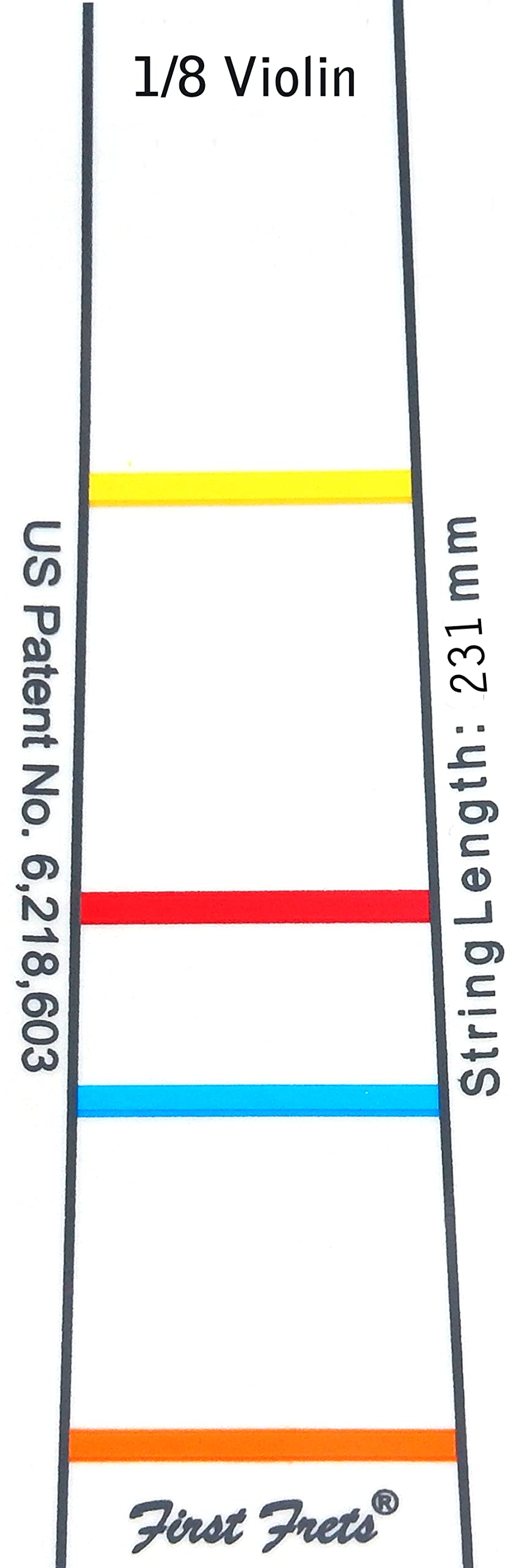 Fingerboard marking FIRST FRET 117, for 1/8 violin, 231 mm, Colourful