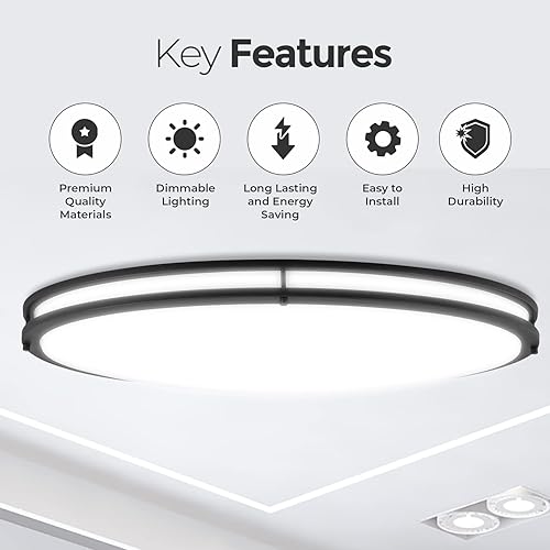 Miniatura 4 de Diodesy Lámpara de techo LED ovalada de 32 pulgadas 35 W 3000 LM 3000 K4000 K5000 K ajustable acabado negro mate lámpara de techo regulable de