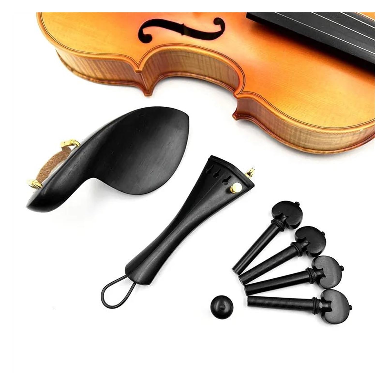 1 set 4/4 violino accessori in legno di ebano cordiera terminali mentoniera accordatore fine pezzi di ricambio per violino