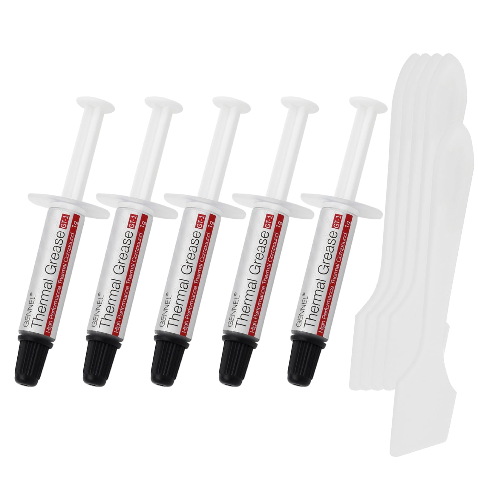 GENNEL 5-Pack GT-1 Silver CPU Thermal Paste (1g*5), High Performance, Thermal Compound Paste, Heat Sink Compound, Ultra-Low Thermal Impedance Thermal
