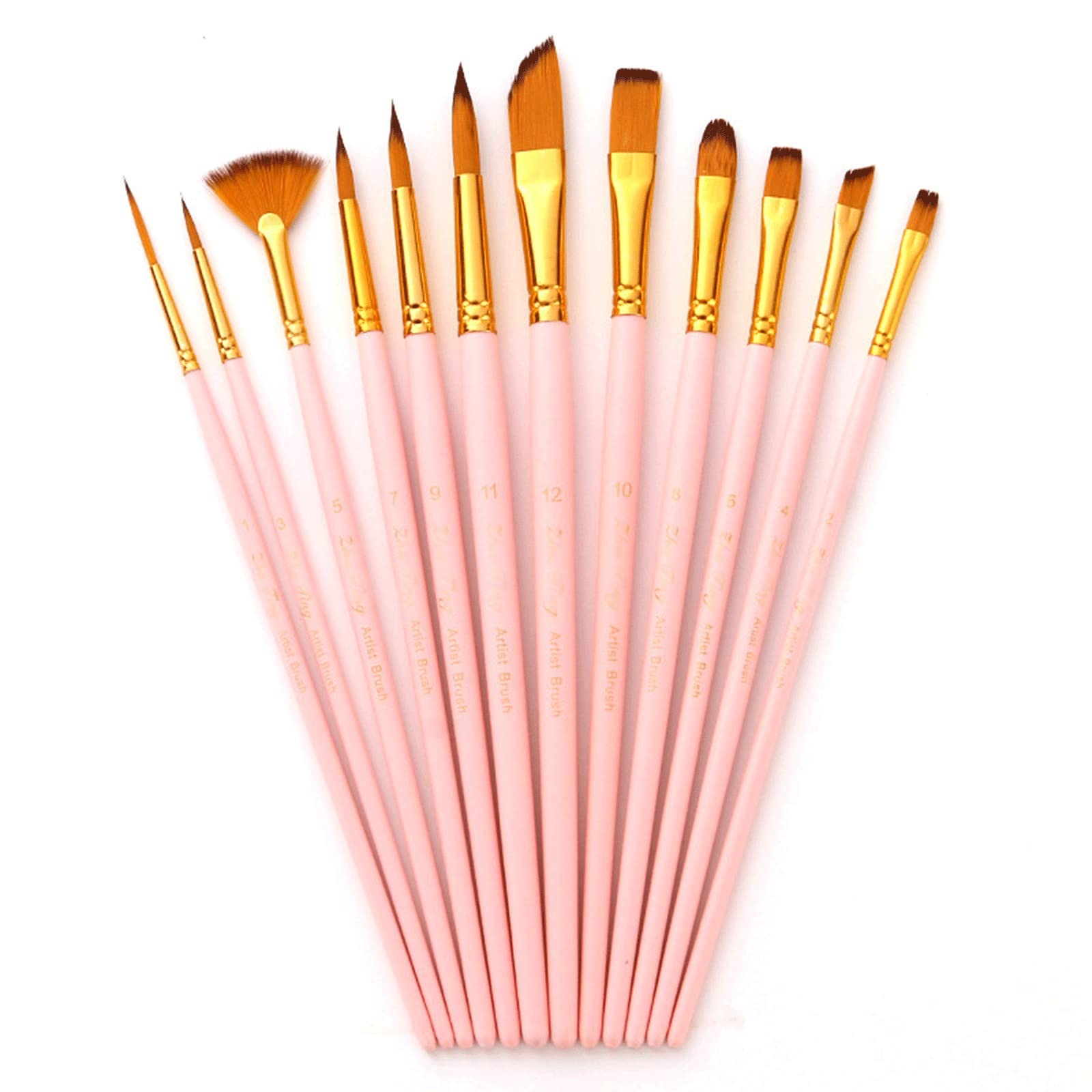 Juego De Pinceles Multiusos para Pintar, 12 Paquetes De Cabezales De Cepillo De Nailon, para Óleo Y Acuarela, Pintura Artística