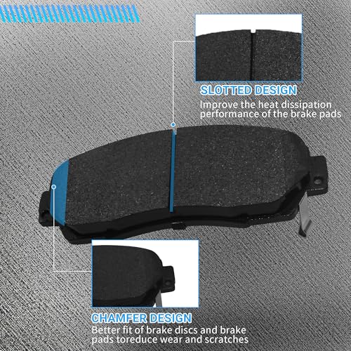 Image of Brake Pads Front and Rear Compatible with 2011-2017 Honda Odyssey Automotive Replacement Brake Pads Semi-Metallic D1521 D1281