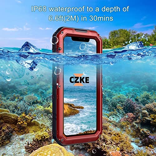 Coque iPhone 13 Pro étanche IP68 en métal rouge blindé et robuste - 8
