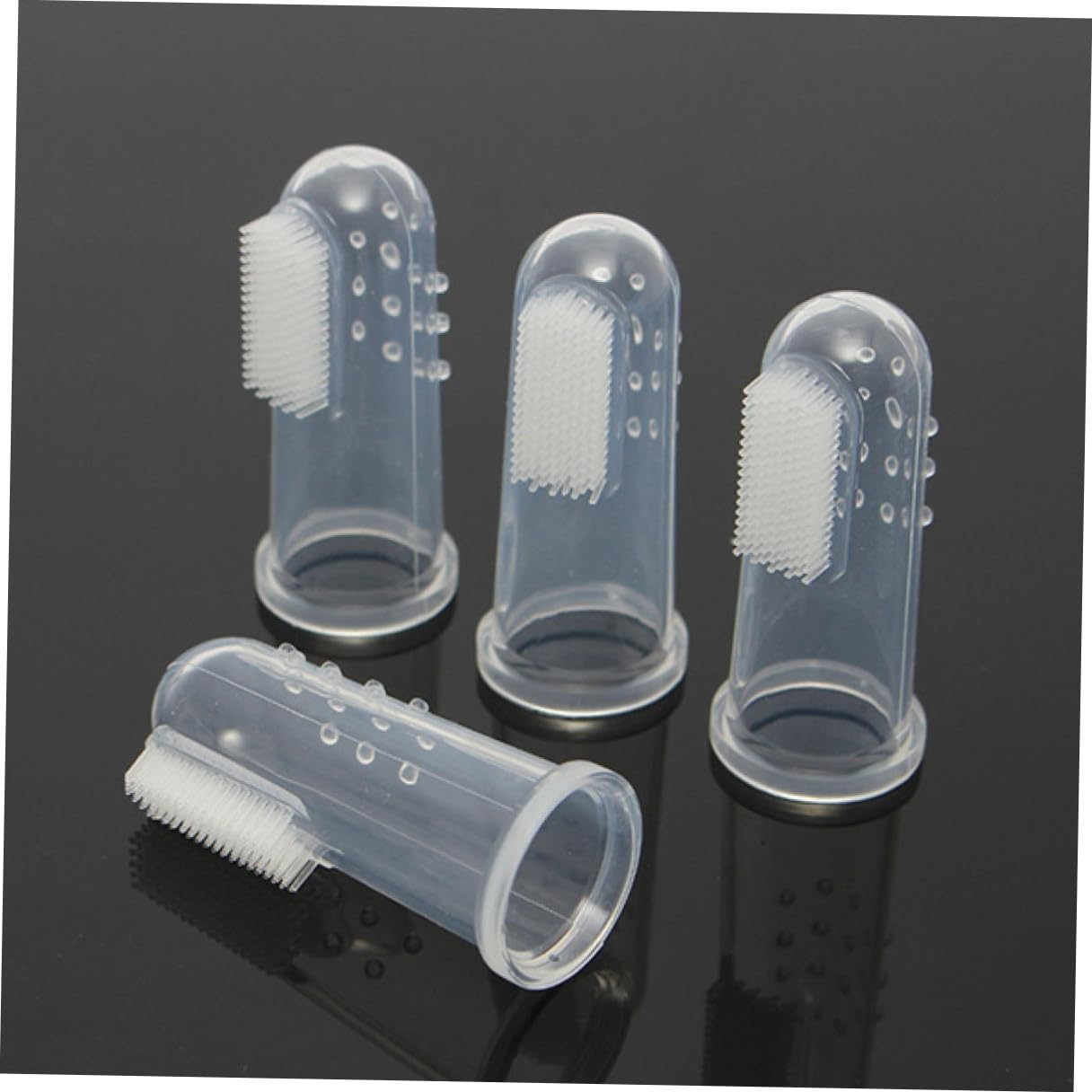 WOONEKY Brosse à Dents Pour Animaux De Compagnie En Silicone Lot De 4 Doux Pour Dents Et Gencives Pour Chiens Et Chats Nettoyage Facile Accessoire Soin Dentaire Des Animaux