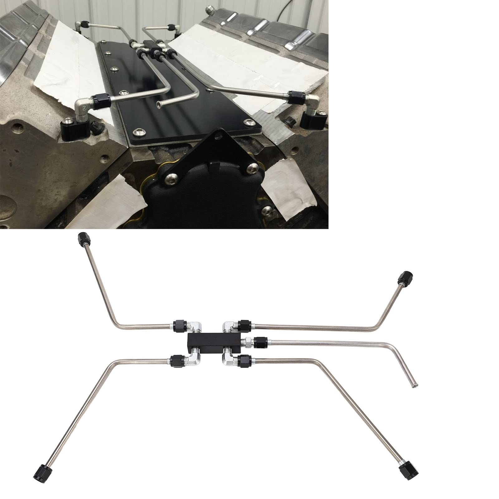 Luocute Zestaw Odpowietrznika Parowego LS Coolant Crossover, Szczelny | Aluminium CNC ze stali nierdzewnej, do silników LS1 LS2 LS3 LS6 LS7 LSX