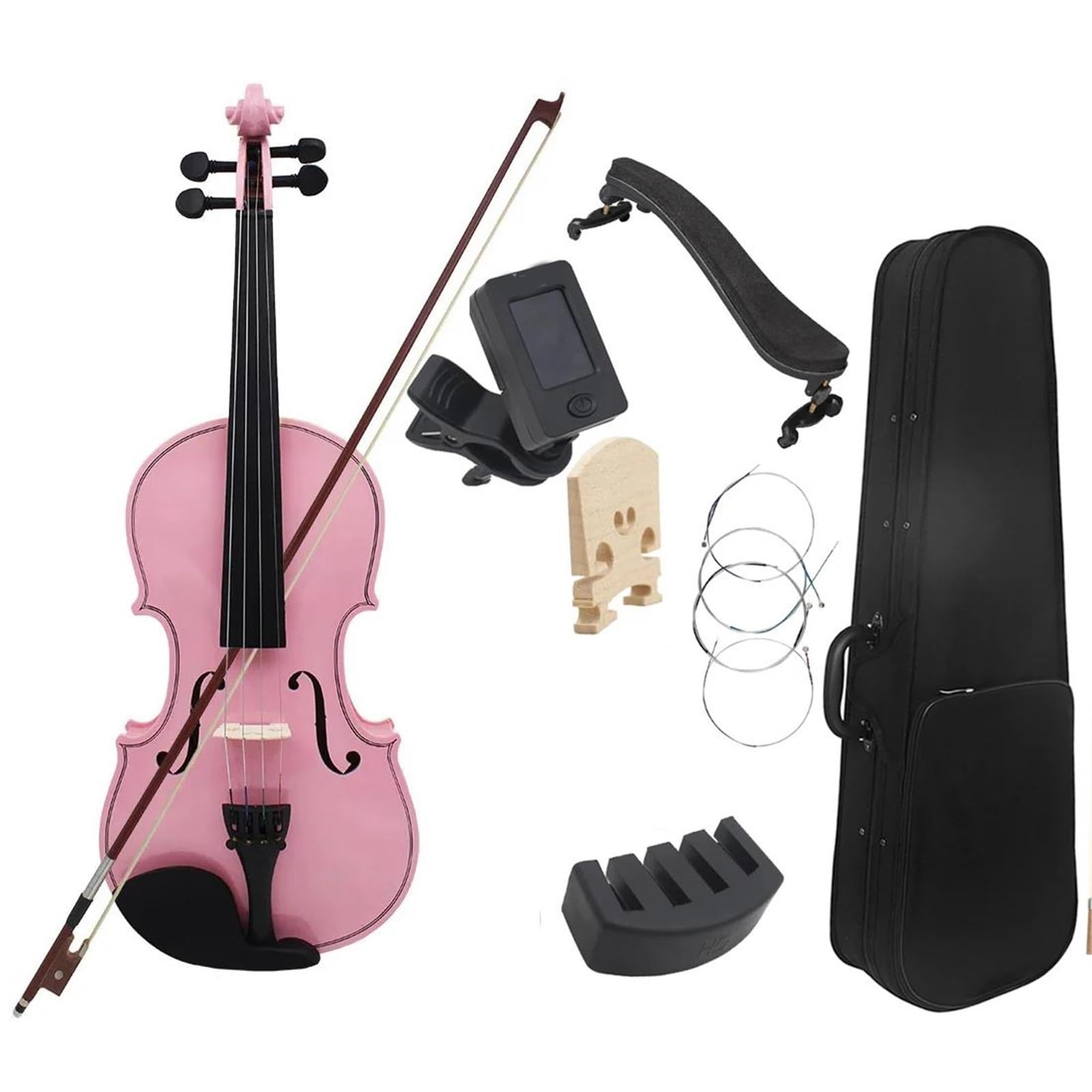 Violino Acustico In Legno Massello Per Principianti Misura 4/4 Con Accessori Violino(Pink set)
