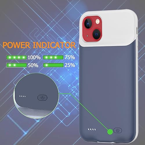 Miniatura 4 de Funda de batería para iPhone 13 Mini, mejorada de 6500 mAh, ultradelgada, portátil, recargable, batería extendida, funda de carga compatible con