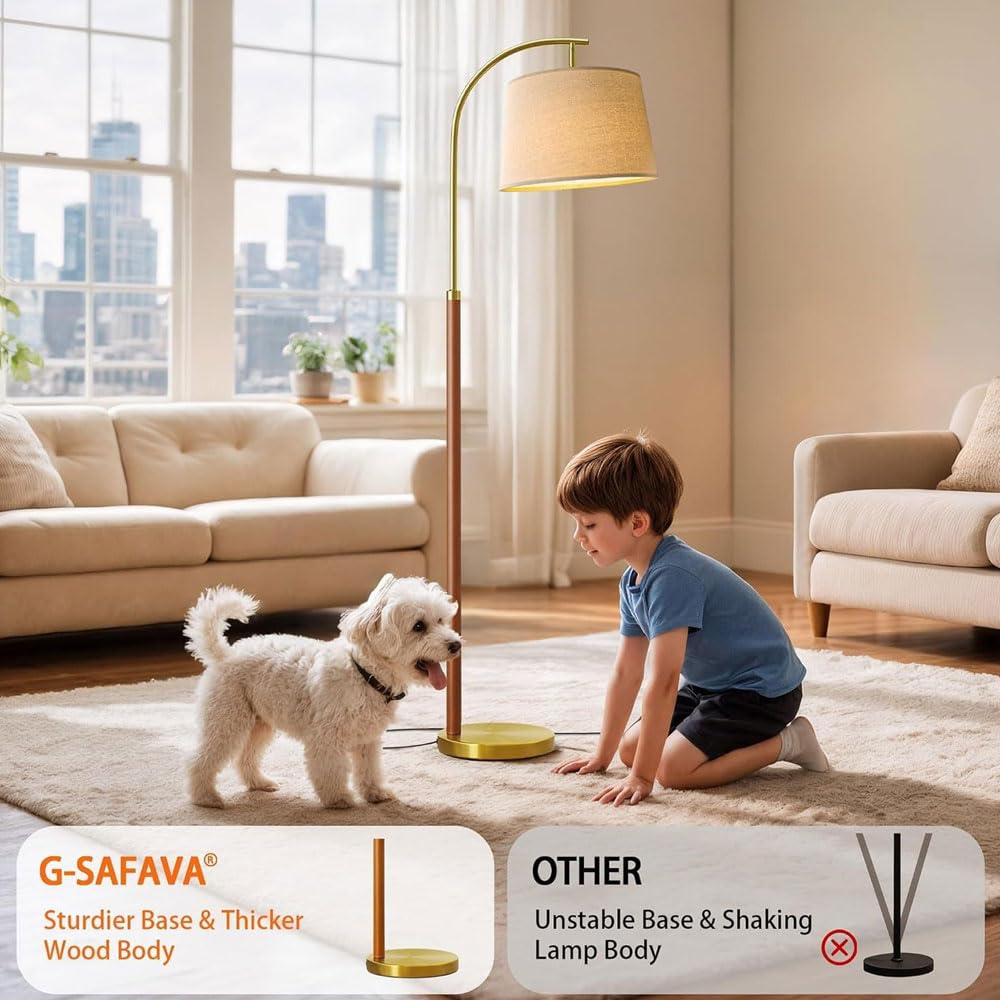 Lampa podłogowa z funkcją ściemniania, wysoka lampa stojąca z beżowym kloszem i ciężką podstawą, 3 temperatury barwowe, idealna do sypialni, biura, kącika do czytania, dekoracja przedszkola