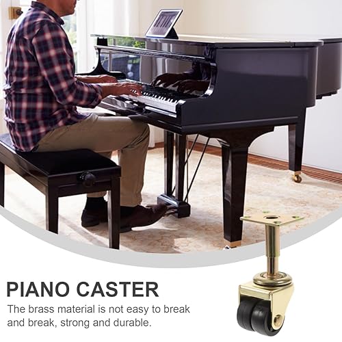 Miniatura 6 de Funda para ruedas de piano, accesorios ligeros de nailon de doble rueda para un fácil uso y reemplazo, tazas de metal dorado para piano vertical