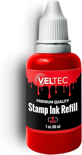 Miniatura 3 de Veltec Tinta de recarga de sello autoentintado, botella exprimible  1 oz (rojo)