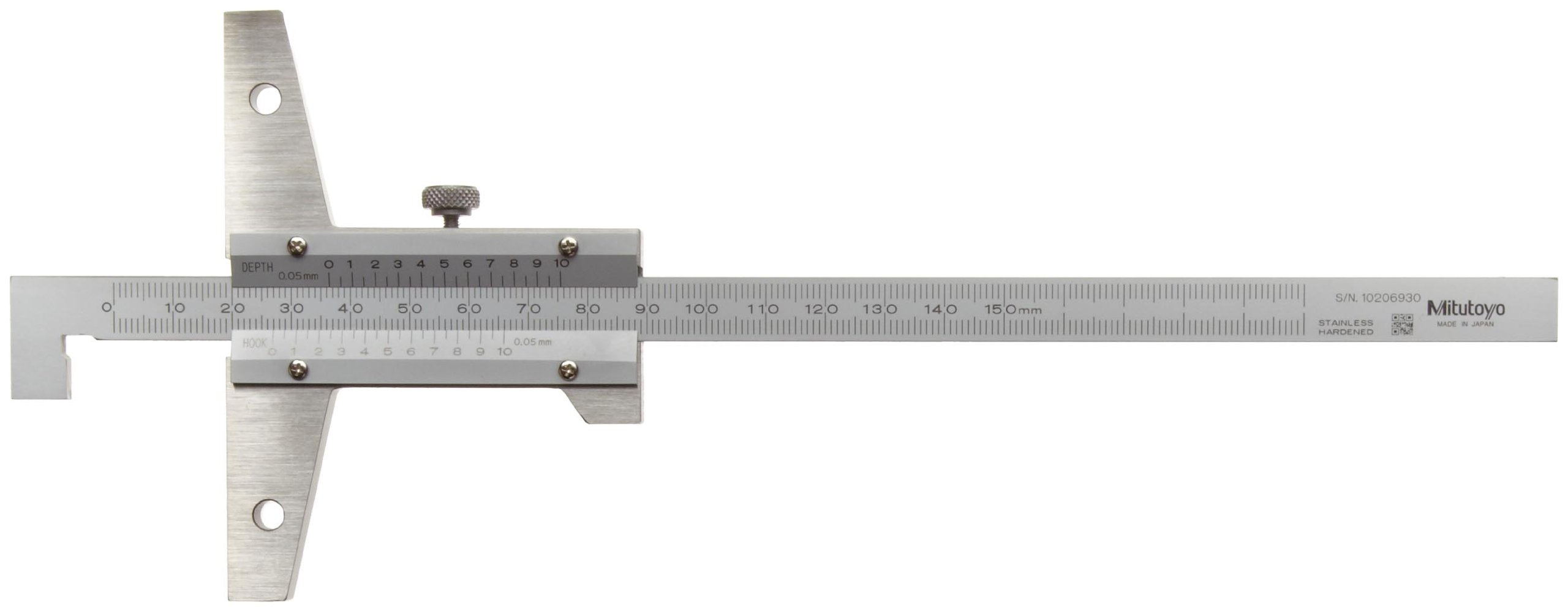 Mitutoyo 527-401 Tiefenmessschieber mit Haken, 0-150 mm