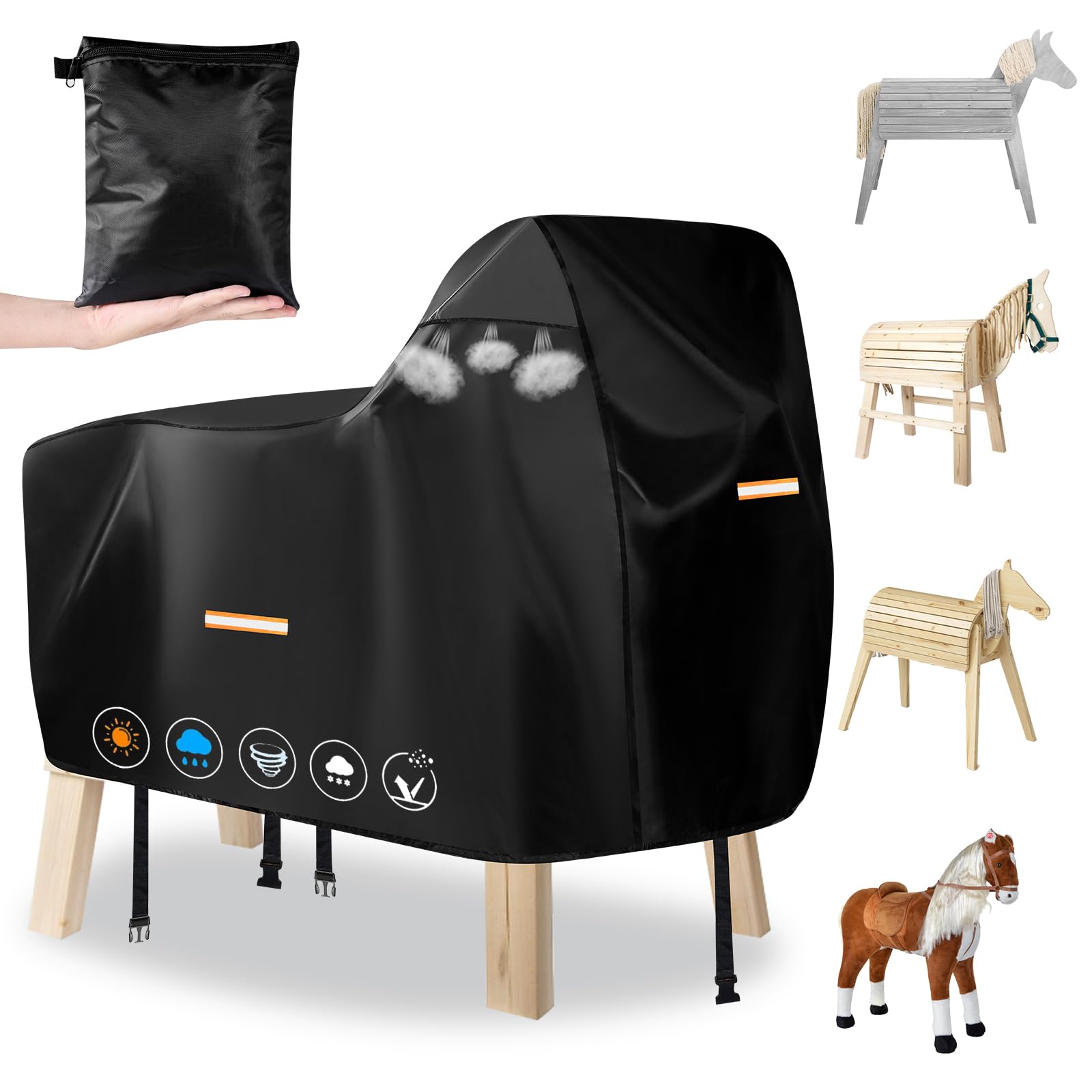 Housse pour cheval en bois robuste 420D anti-UV avec coutures étanches
