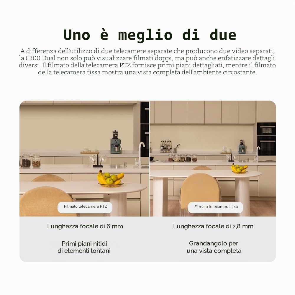 Xiaomi Macchina fotografica astuta 3MP di sicurezza della lente doppia C300 con Wi-Fi a banda doppia 6