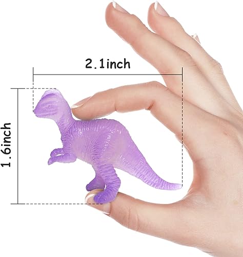 Miniatura 7 de HAPTIME 16 piezas de mini figuras de dinosaurio, pequeño juguete luminoso de dinosaurio, recuerdos de fiesta de dinosaurios que brillan en la