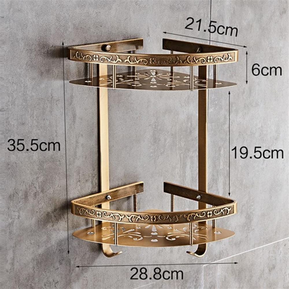 Estantes de baño exquisitos Estante de baño, Estante de Esquina de baño de Doble Capa de Aluminio Negro, Soporte de baño, Cesta de baño Accesorios de baño (Color : 6601BG-2-I)