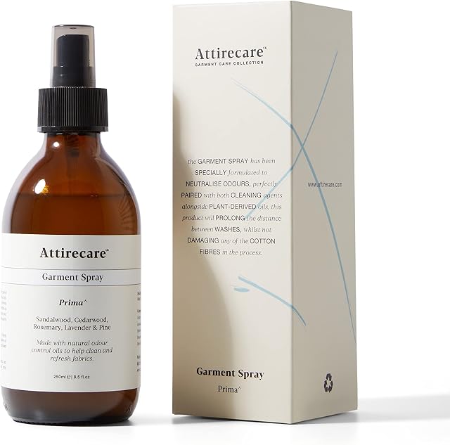 Attirecare Fabric Freshener Spray - Plant Based Odour Neutraliser Lavender Spray for Clothes with Sandalwood, Cedarwood, Rosemary & Pine - Softener & Refresher for Clothing, Linens, & Sheets - 250ml