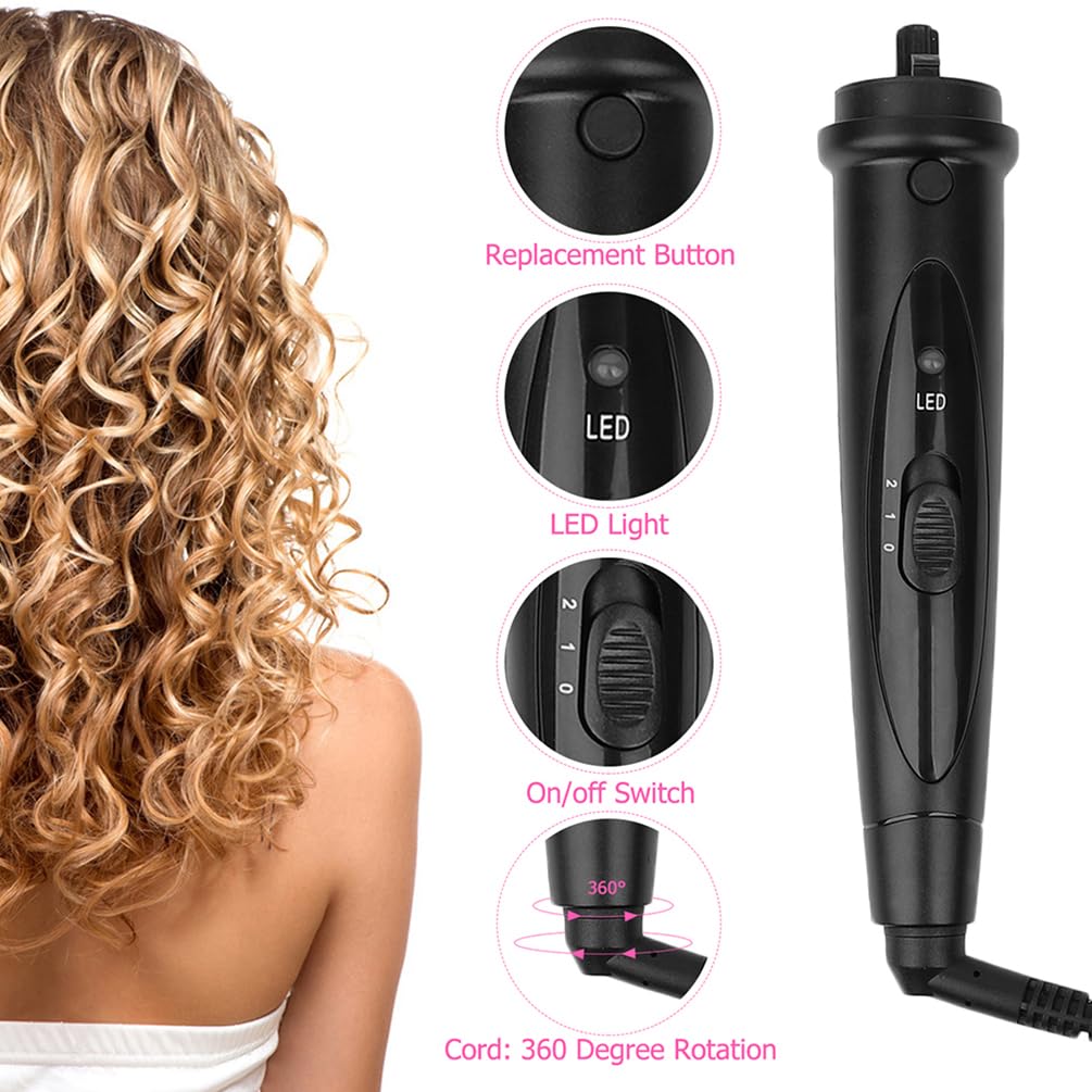 Lockenstäbe Große und Kleine Locken Set, 3 in 1 Lockenstab mit Verschiedenen Aufsätzen Keramik Turmalin Beschichtung Welleneisen mit Handschuh