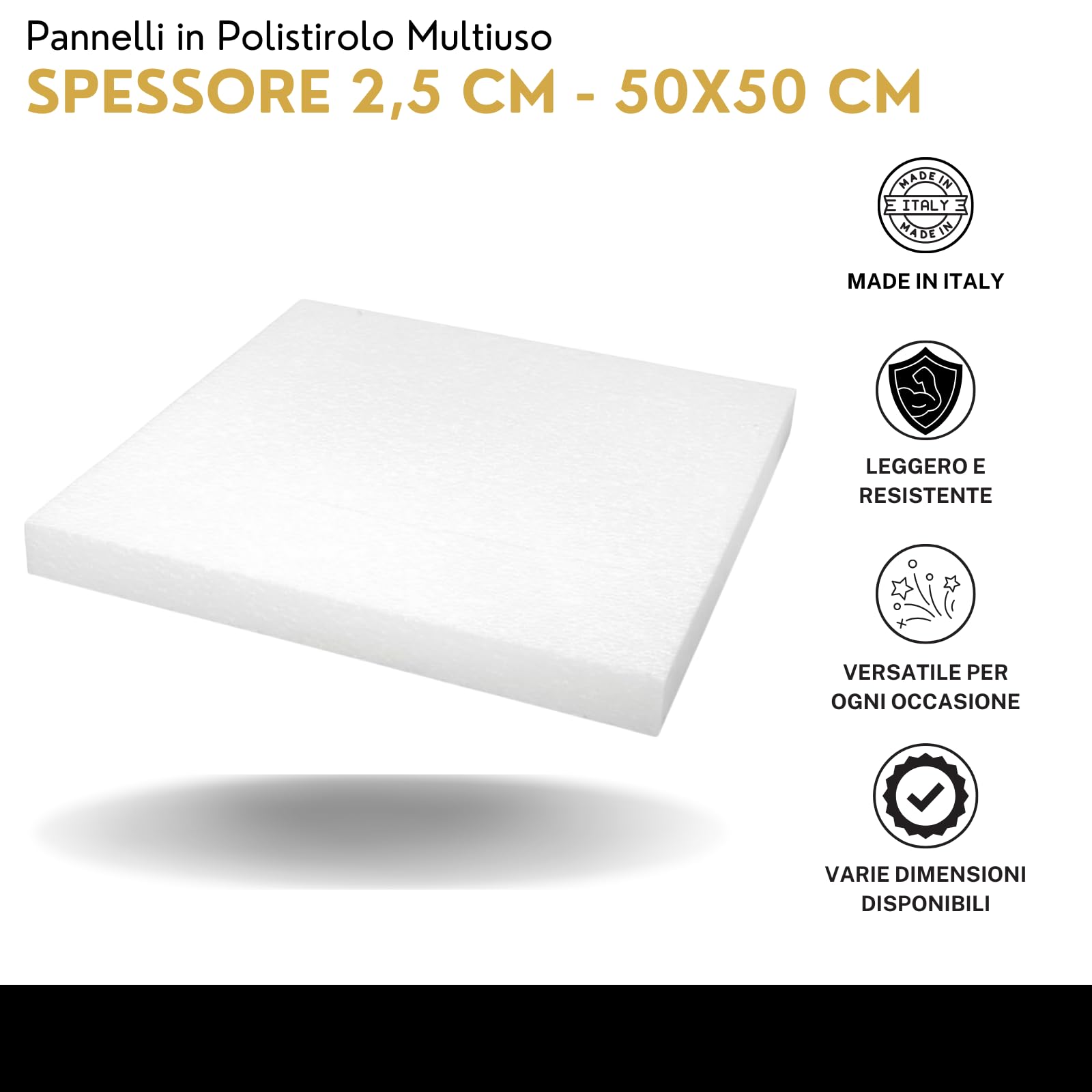 Pannelli in Polistirolo Lastre Spessore 2,5 cm Densità 15gr/mq Fogli 50x50 Isolanti Ideale per Isolamento Termico,Acustico,Soffitto,Multiuso,Imballaggio, Coibentazione e Cappotto (10)