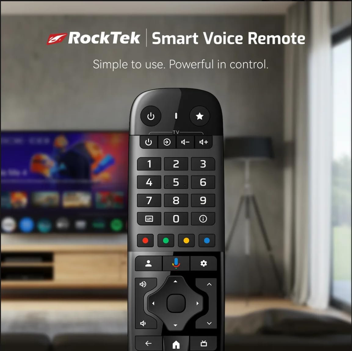 RockTek RC45 Bluetooth Voice Remote – Compatible with Google TV & Android TV, Air Mouse, IR Learning, Backlit Keys — view 8