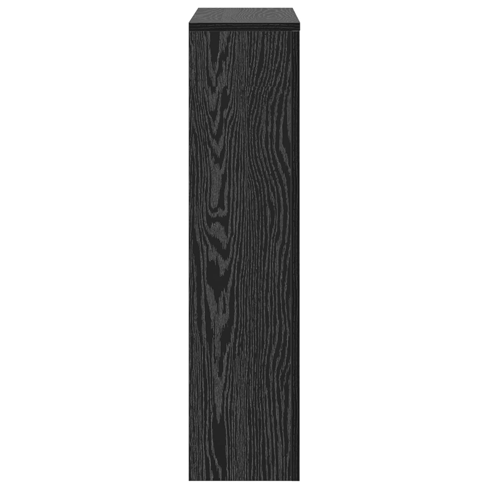 Heizkörperabdeckung schwarz Eichen-Optik aus Holzwerkstoff, 78 x 20 x 82 cm, mit oberem Regal und vertikalen Latten, für Wohnzimmer, Innenbereich und sichere Raumgestaltung