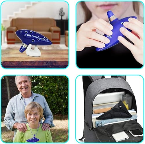 Miniatura 7 de SENHAI Ocarina Instrumento con correa para el cuello y libro de canciones, Ocarinas Alto C de 12 hoyos con caja de regalo, soporte de exhibición en
