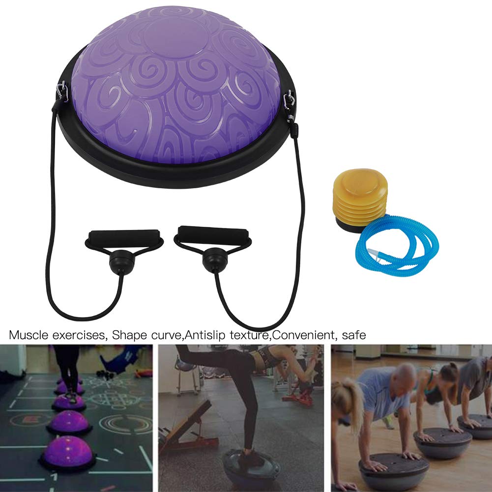 Balance Ball Trainer, 46 cm, antypoślizgowa półkula do balansowania, półkula z taśmami oporowymi, do jogi, fitnessu, treningu siłowego, treningu równowagi