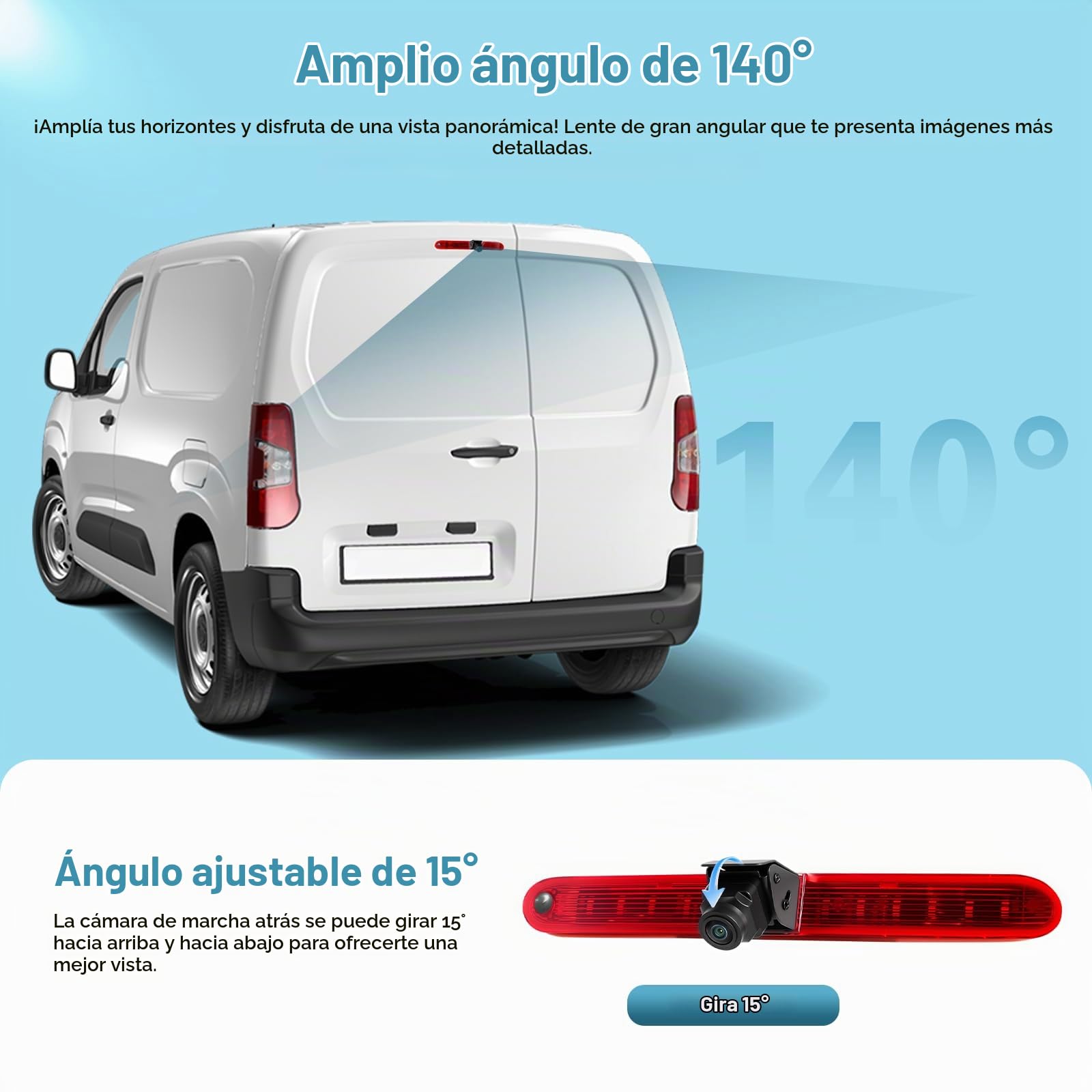 Cámara Trasera para Partner y Berlingo 2008-2020, Tercera Luz